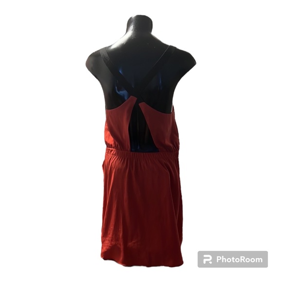 Short, Open Back, Halter Dress | Burnt Orange & Black | Size Small | Paula RC - Picture 6 of 6